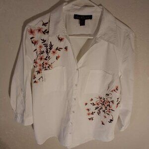 GLORIA VANDERBILT EMBROIDERED BLOUSE-SIZE XL